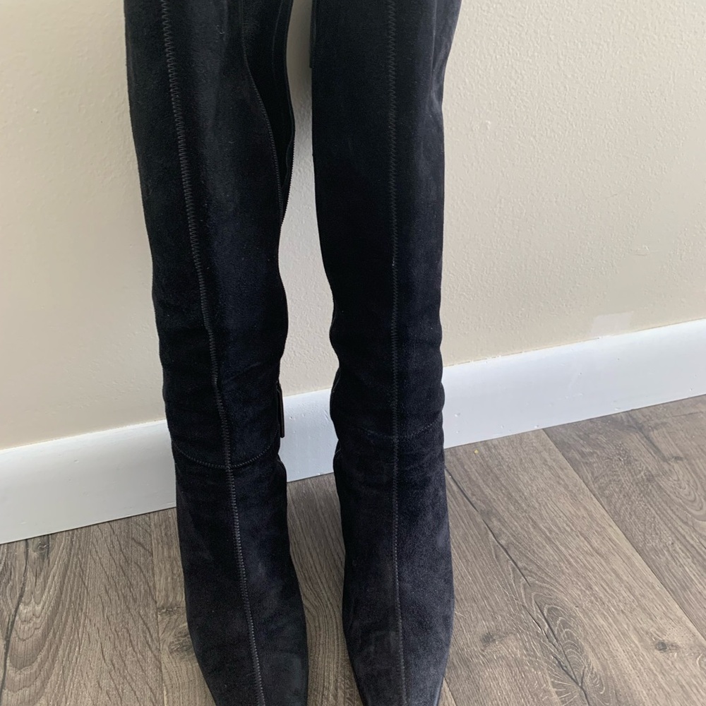 Prada Black Suede Tall Zip Boots - Picture 8 of 10